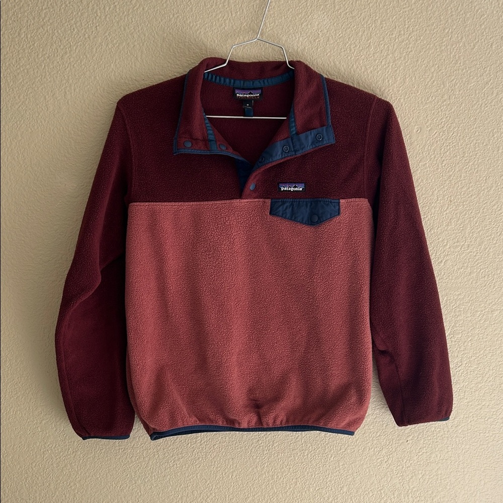 Patagonia Synchilla Burgundy and Rust Fleece Pullover Sweater